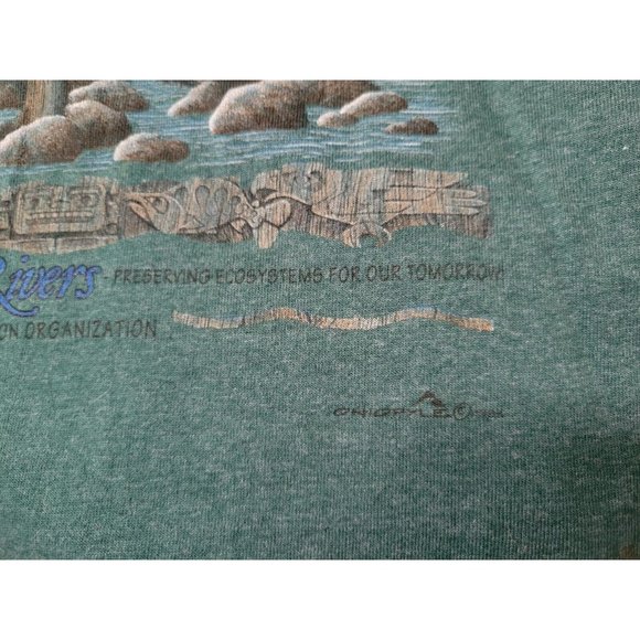 Vtg HL Miller Gold American River Bald Eagle Tshirt Ohiopyle Single Stitch L - Picture 7 of 11